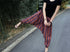 Women Loose Stripe Patterned Cotton and Linen Hanging Crotch Pants