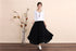 Women Retro Pure color Linen and Cotton Ankle Length Skirt