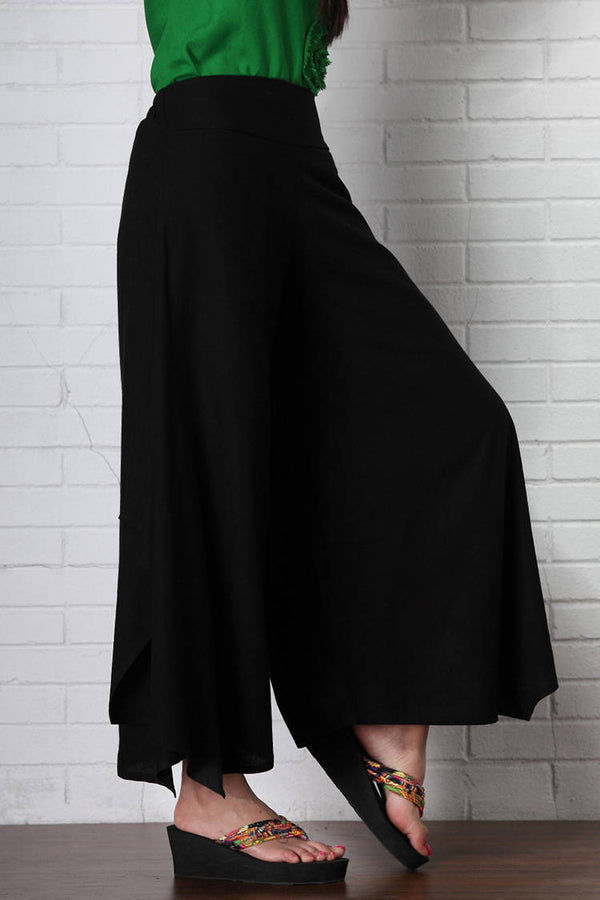 Women Pure Color Linen and Cotton Wide Leg Pants