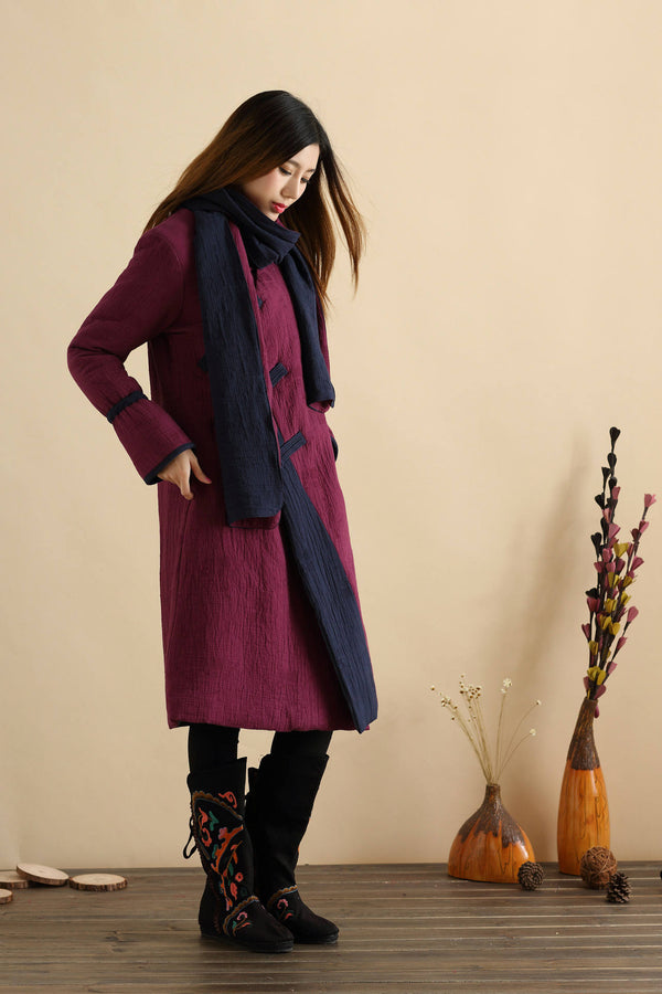 Women New Style Linen and Cotton Quilted Coat