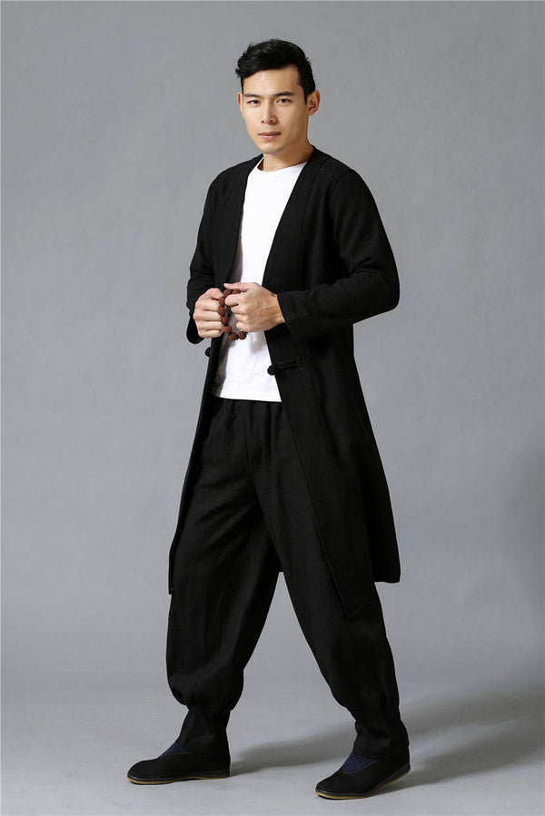 Men Retro Hanfu Style Linen and Cotton Jacket