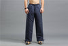 30% Sale!!! Men Casual Pure Color Cotton and Linen Loose KungFu Quilted Pants | Leg Opening with Elastic Band