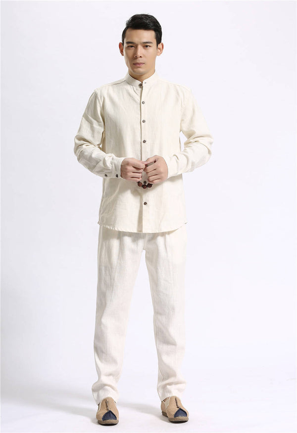 Men Hanfu Style Linen and Cotton Shirt Top
