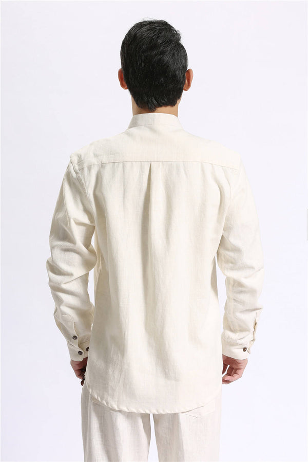 Men Hanfu Style Linen and Cotton Shirt Top