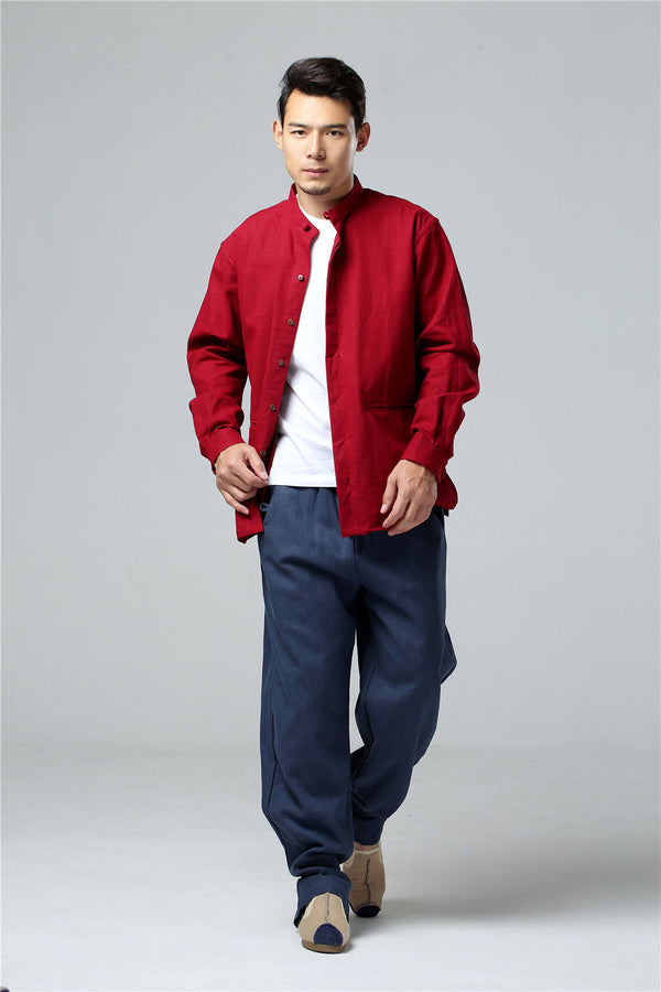 Men Simple Style Linen and Cotton Jacket