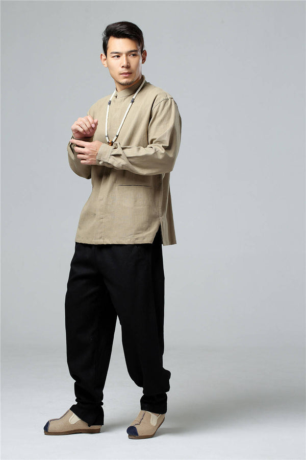 Men Simple Style Linen and Cotton Jacket