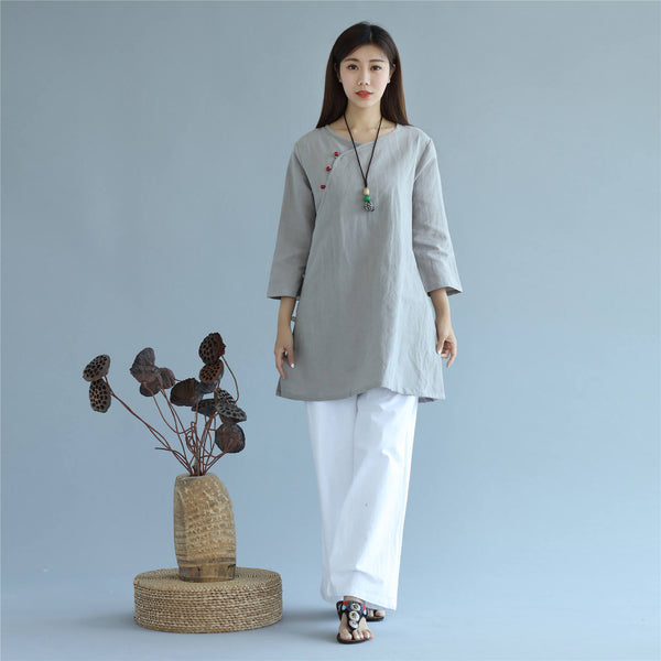 Women Chinese Traditional Style Linen and Cotton KungFu TaiChi HanFu Zen Tunics