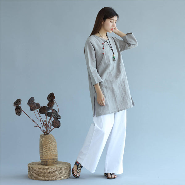 Women Chinese Traditional Style Linen and Cotton KungFu TaiChi HanFu Zen Tunics