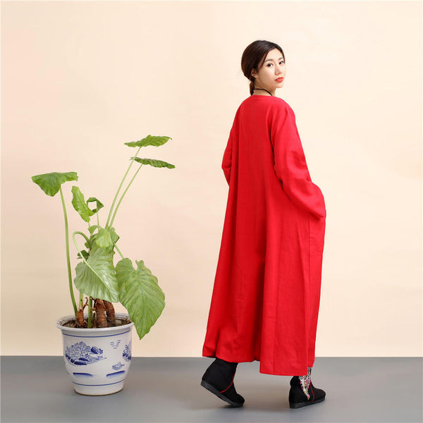 Women New Loose Style Hanfu Linen and Cotton Tea Zen Dress