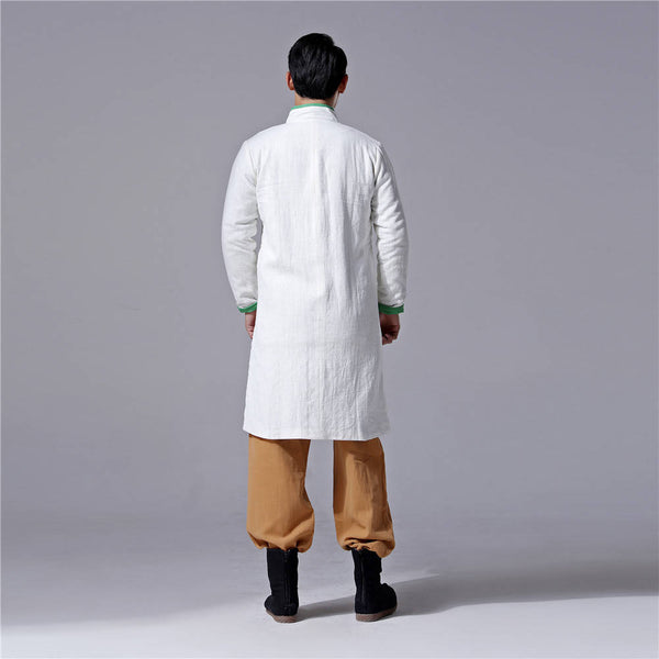 Men Chinese Traditional Style KungFu TaiChi Hanfu Linen and Cotton Tunic (Inside With Velvet)