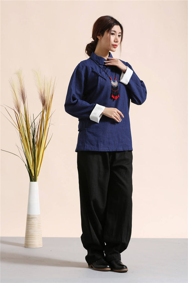 Women Traditional Chinese Style Linen and Cotton KungFu TaiChi Hanfu Tunics