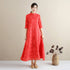 Women Eastern Style Linen and Cotton Tea Length Zen Dress