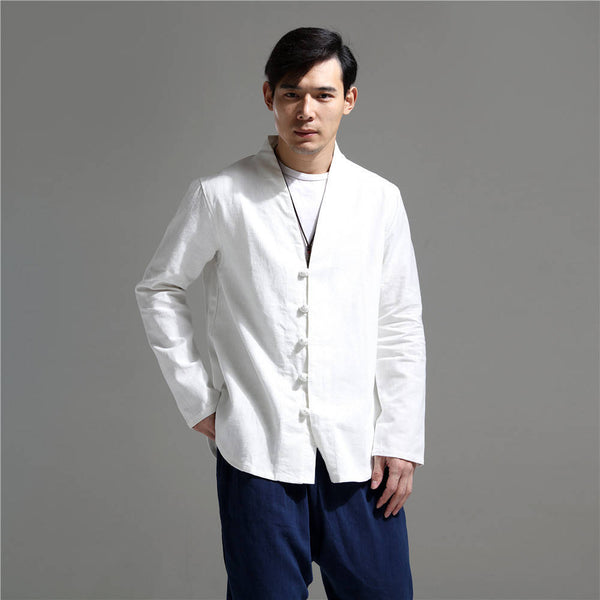 Men Simple Causal Linen and Cotton Cardigan Jacket