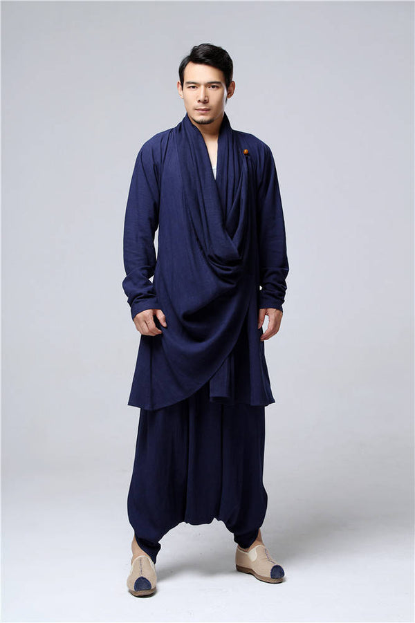 30% Sale!!! Men Eastern Zen Style Kung Fu Tai Chi Hanfu Zen Linen and Cotton Clothes Set (Top + Pant)