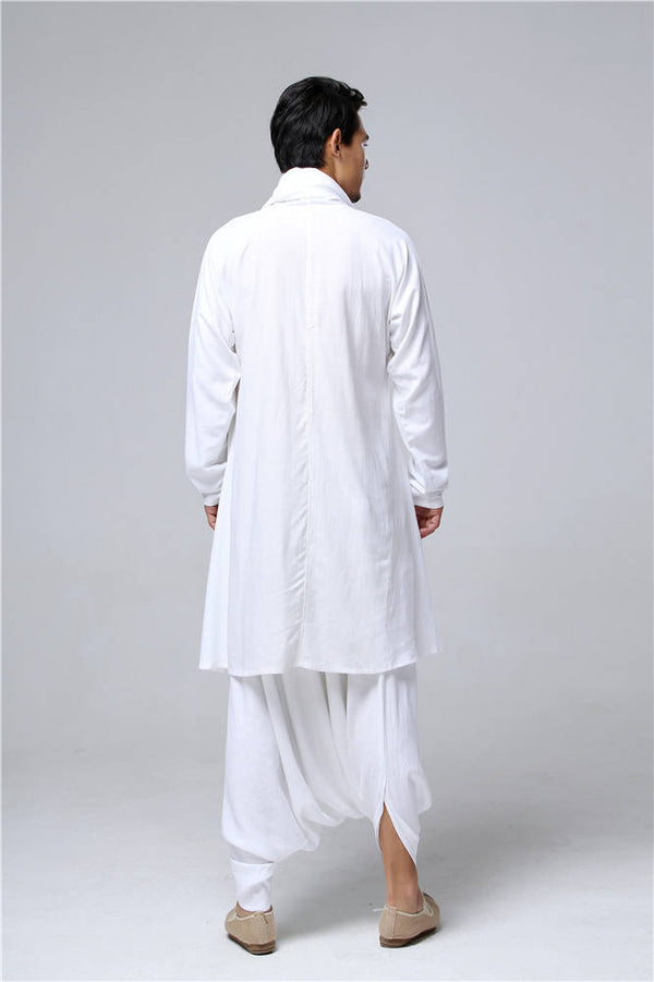 30% Sale!!! Men Eastern Zen Style Kung Fu Tai Chi Hanfu Zen Linen and Cotton Clothes Set (Top + Pant)