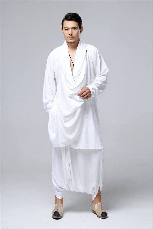 30% Sale!!! Men Eastern Zen Style Kung Fu Tai Chi Hanfu Zen Linen and Cotton Clothes Set (Top + Pant)