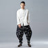 Men New Style Loose Printed Cotton and Linen Hanging Crotch Pants (inner layered with velvet)