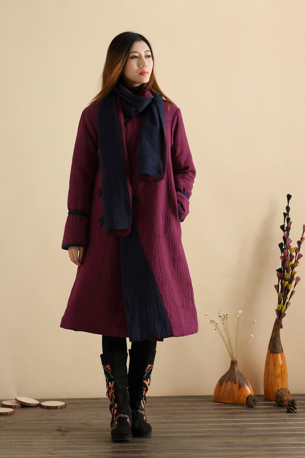 Women New Style Linen and Cotton Quilted Coat