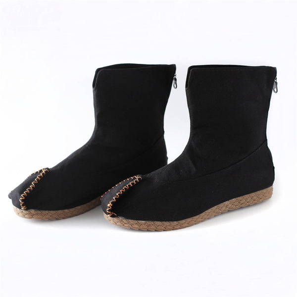 Asian Style Pure Color Natural Canvas Boot