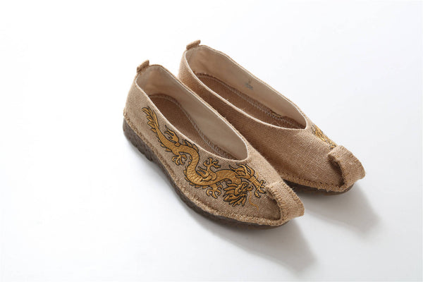 Chinese Style Ancient Animal (Dragon) embroidery Linen Shoes