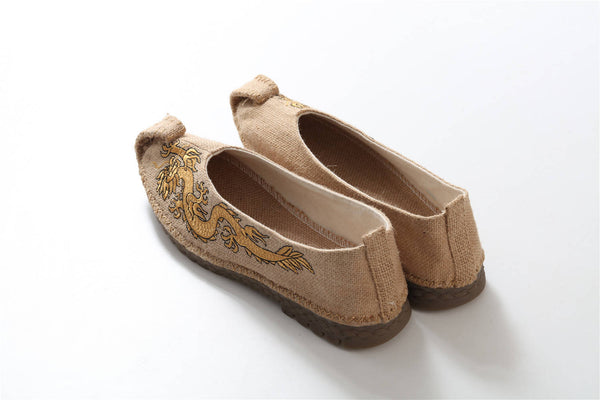 Chinese Style Ancient Animal (Dragon) embroidery Linen Shoes