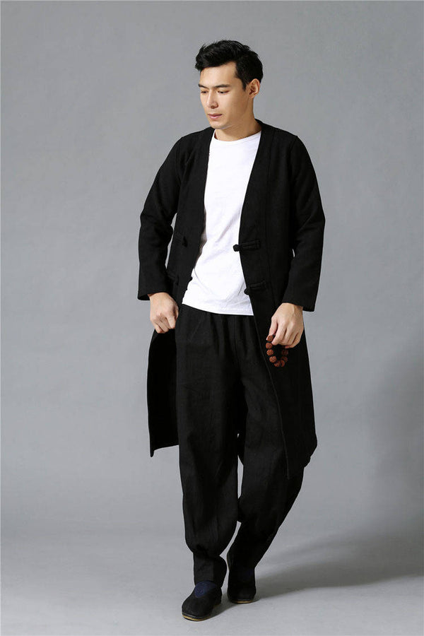 Men Retro Hanfu Style Linen and Cotton Jacket