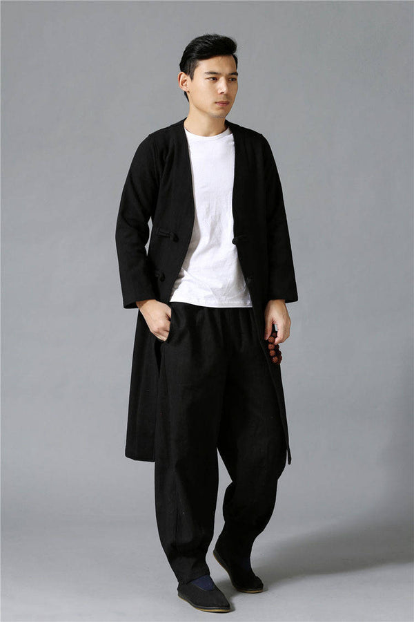 Men Retro Hanfu Style Linen and Cotton Jacket