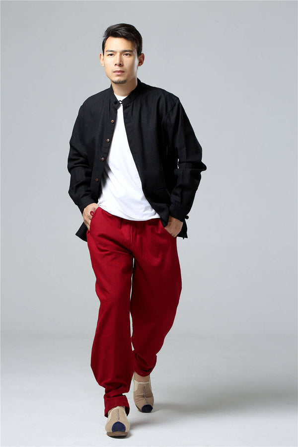 Men Simple Style Linen and Cotton Jacket