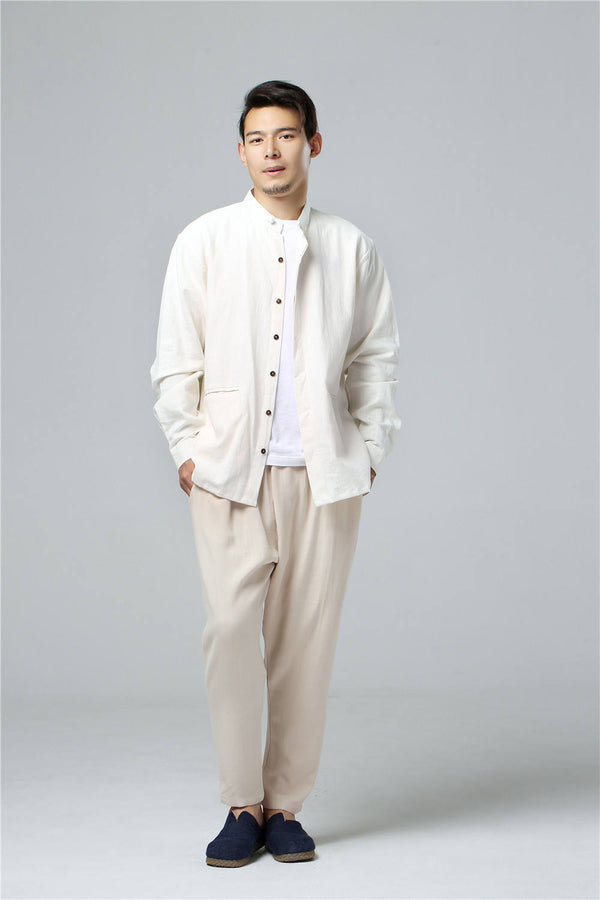 Men Simple Style Linen and Cotton Jacket