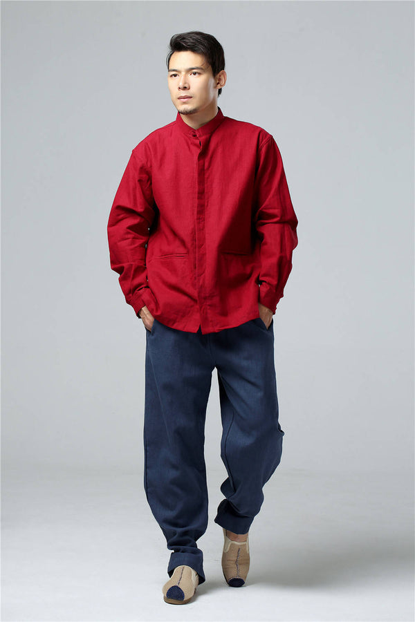 Men Simple Style Linen and Cotton Jacket