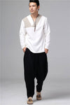 Men New Style Hangfu Tai Chi Style Linen and Cotton T-shirts Tops