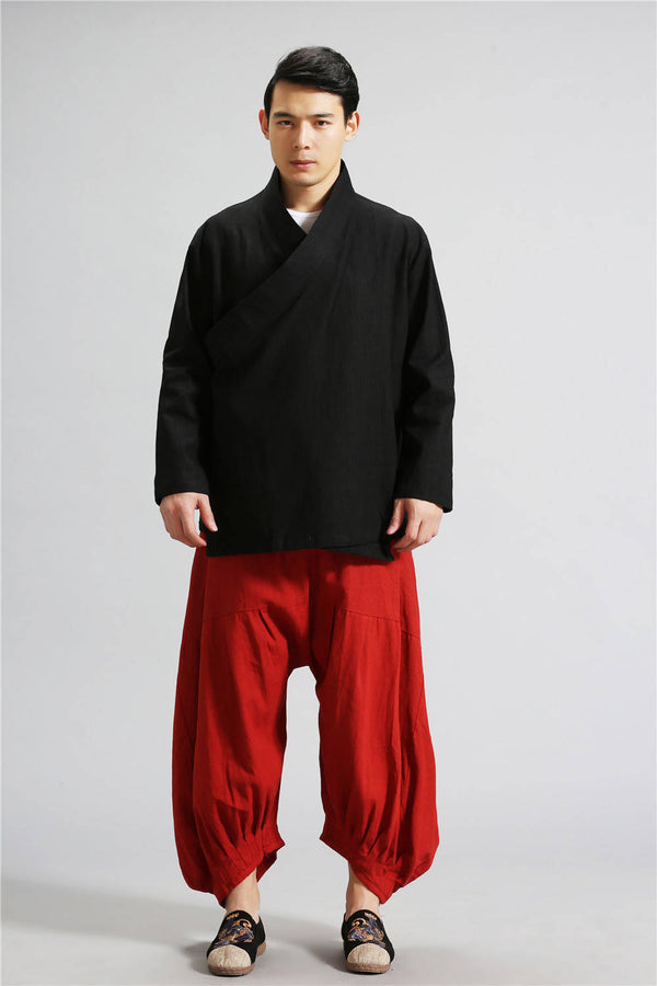 Men Zen Style HangFu Linen and Cotton Tops