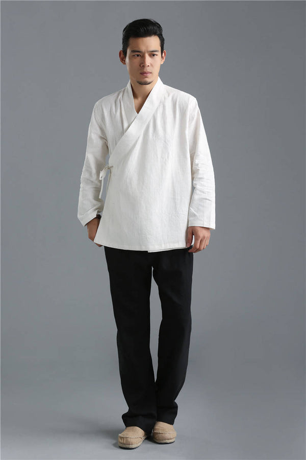 Men Zen Style HangFu Linen and Cotton Tops