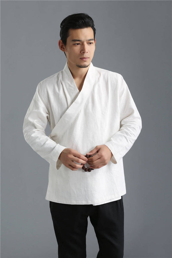 Men Zen Style HangFu Linen and Cotton Tops