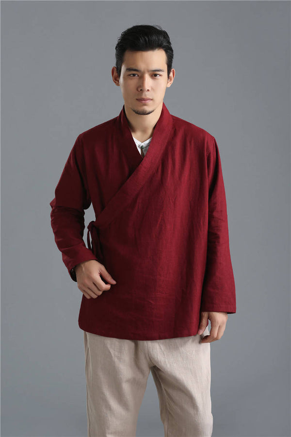 Men Zen Style HangFu Linen and Cotton Tops