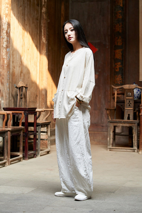 Simple Retro Style Long Sleeve Cardigan Shirt