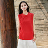Linen and Cotton Retro Chinese Style Sleeveless Blouses – Retro Skinny Style Women Sleeveless Blouses