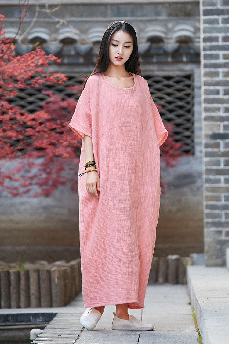 Loose Dress/ Shift Type Dress/ Maxi Dress/ Maternity Dress/ Casual Dress/ Oversized Dress Pink Loose Dress/ Shift Type Dress/ Maxi Dress/ Maternity Dress/ Casual Dress/ Oversized Dress Pink