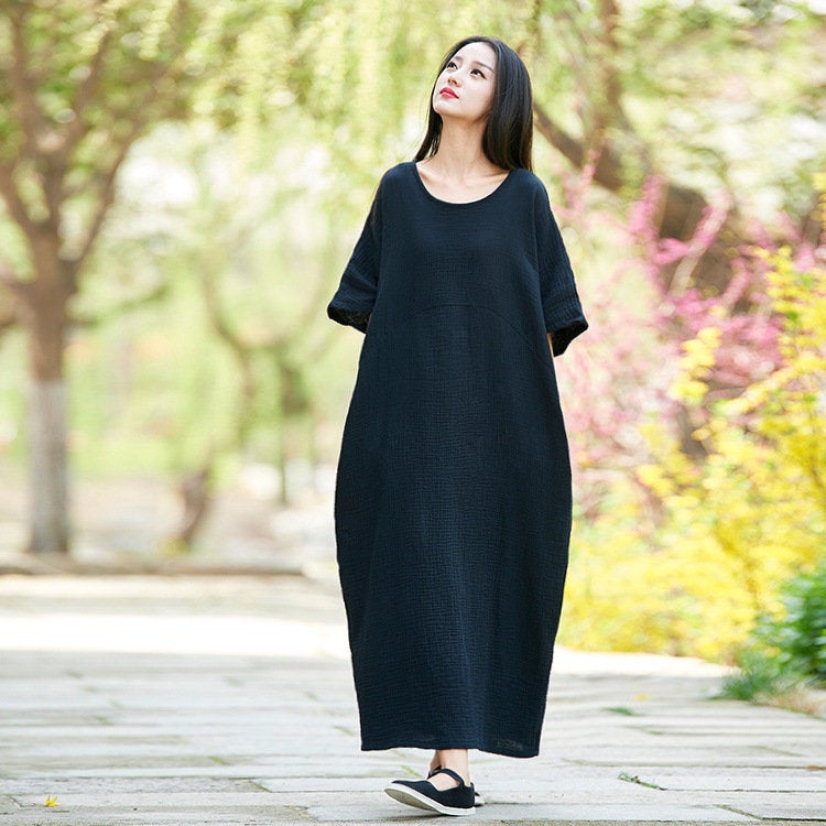 Loose Dress/ Shift Type Dress/ Maxi Dress/ Maternity Dress/ Casual Dress/ Oversized Dress Black Loose Dress/ Shift Type Dress/ Maxi Dress/ Maternity Dress/ Casual Dress/ Oversized Dress Black