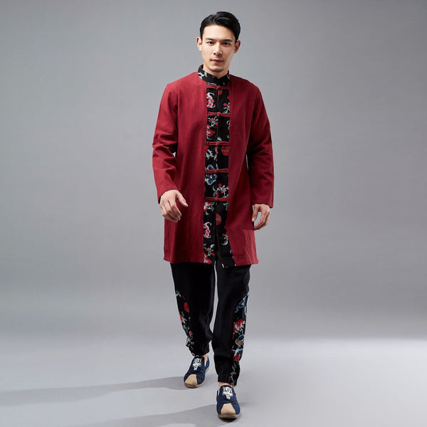 Men Ethnic Tunics Style Hangfu Kungfu Zen Style Men Linen and Cotton Tops