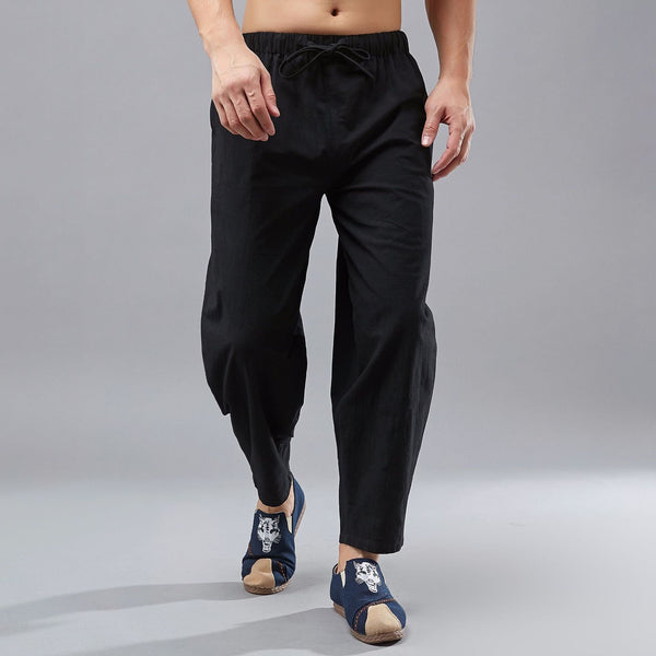 Men New Style Linen and Cotton Crotch KungFu Pants