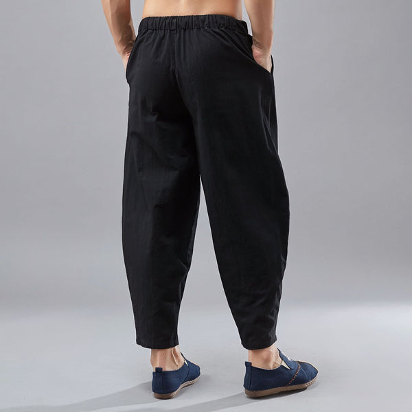 Men New Style Linen and Cotton Crotch KungFu Pants