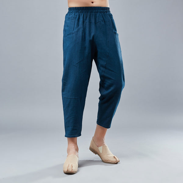 Men New Style Causal Linen and Cotton Capri Pants