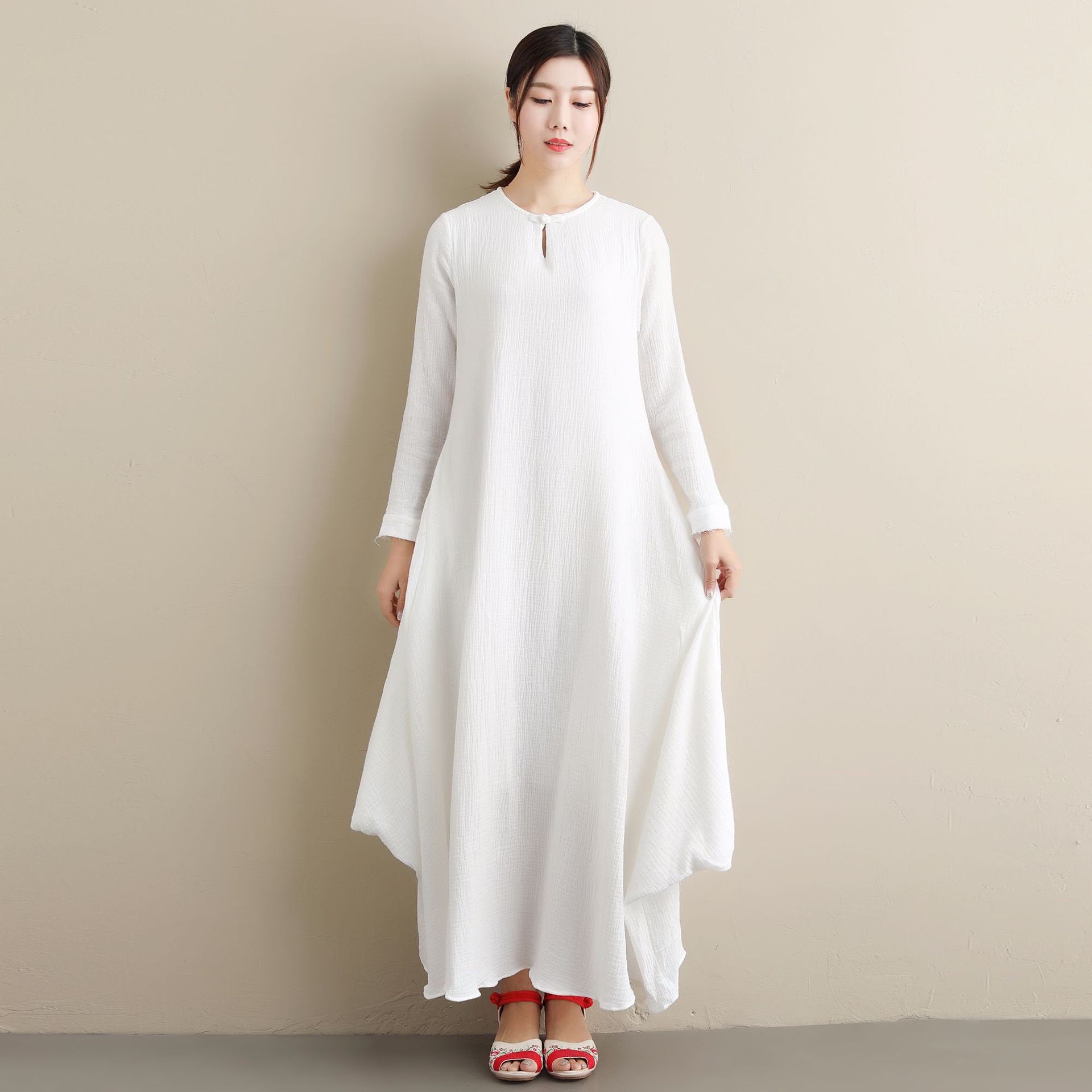 white linen maternity dress Lelah 100% Linen Maxi Dress in Off-White