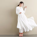 White Dress/ Simple Linen & Cotton Dress/ Summer Linen Dress/ Ankle Length Dress/ Maternity dress/ Casual dress/ Tent Dress/ Wrinkled Dress