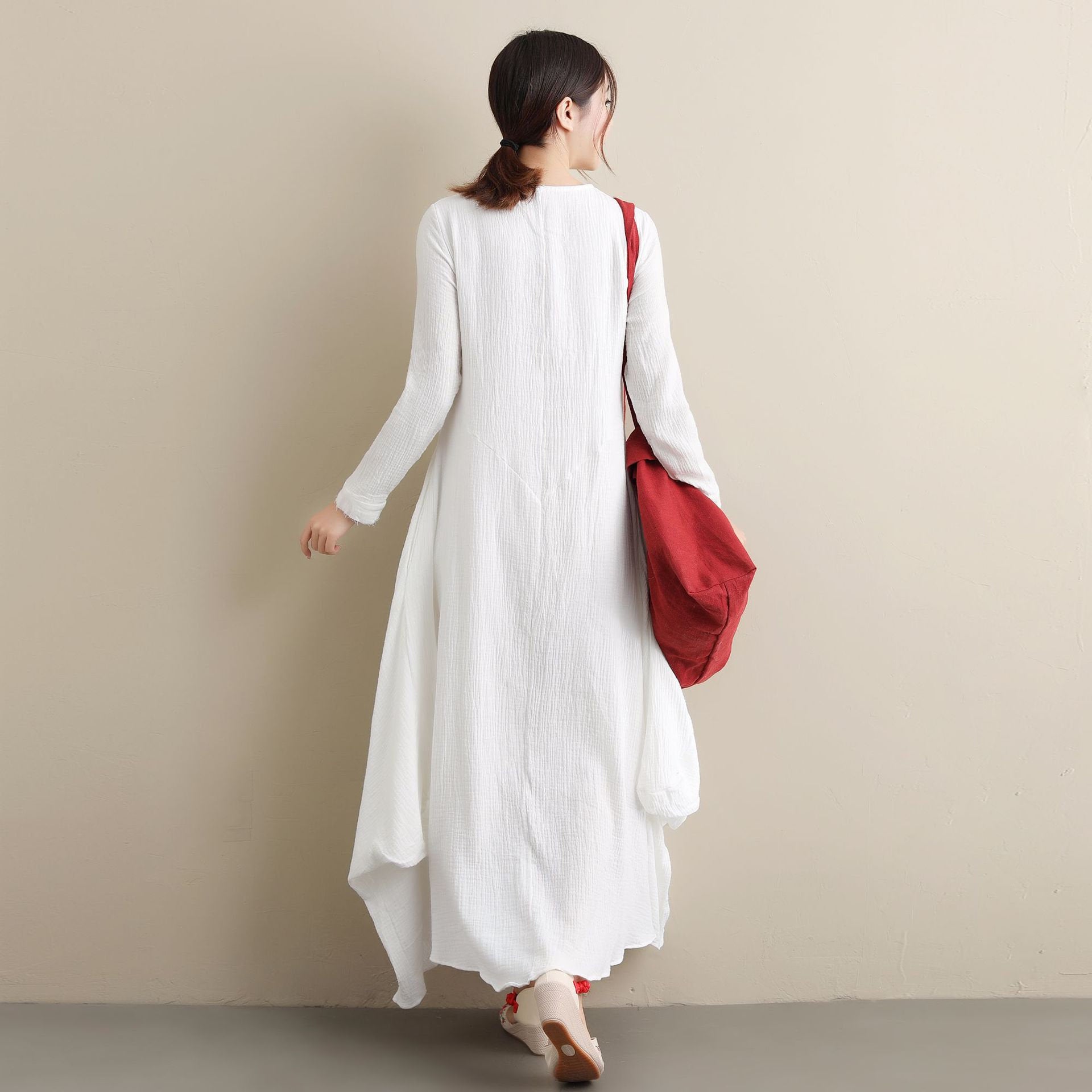 White Dress/ Simple Linen & Cotton Dress/ Summer Linen Dress/ Ankle Length Dress/ Maternity Dress/ Casual Dress/ Tent Dress/ Wrinkled Dress L White Dress/ Simple Linen & Cotton Dress/ Summer Linen Dress/ Ankle Length Dress/ Maternity Dress/ Casual Dress/ Tent Dress/ Wrinkled Dress L