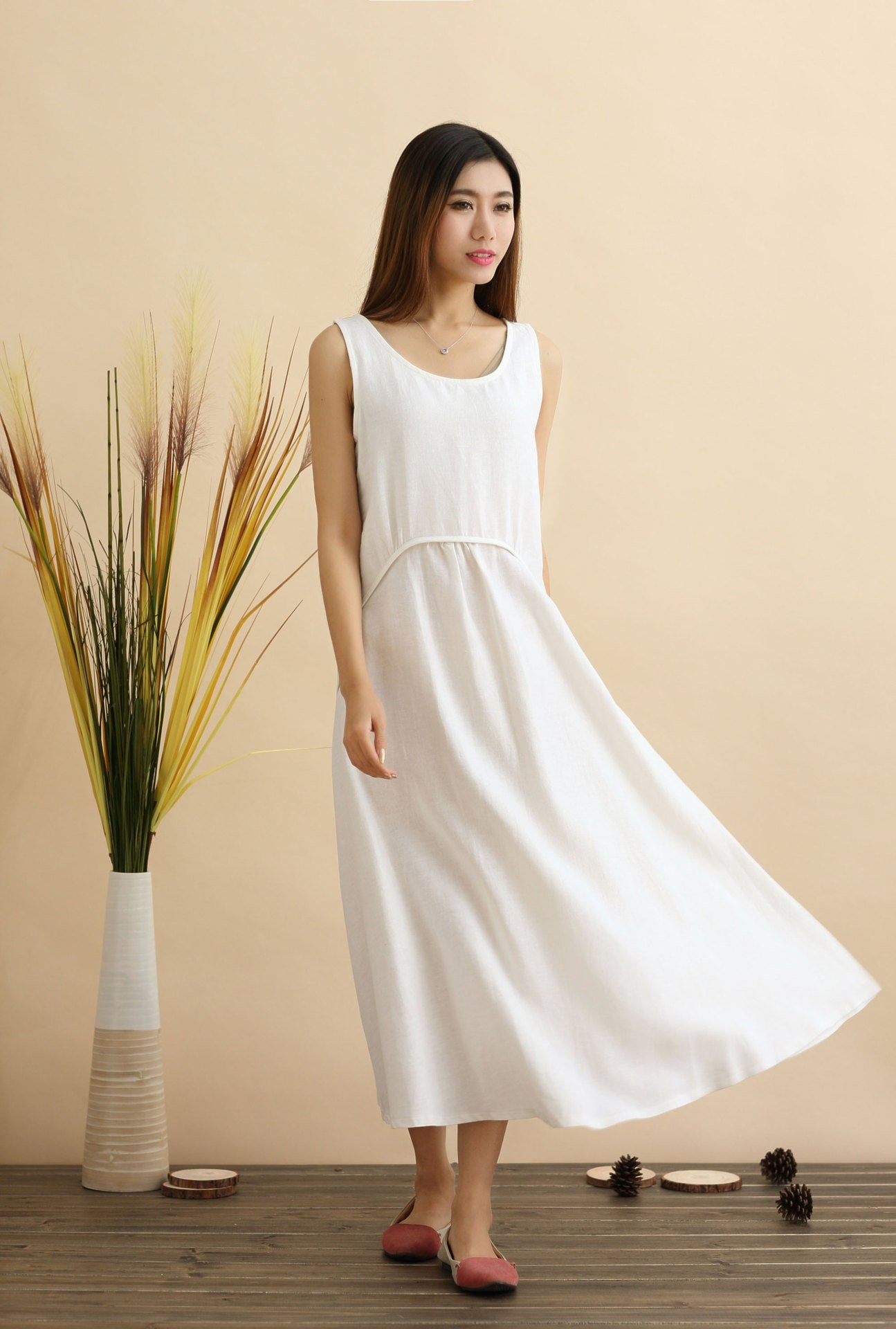 Linen Dress/ Pouf Dress/ Summer Linen Dress/ Tea Length Dress/ Casual Dress/ Green Dress/ Red Dress/ Blue Dress/ Sleeveless Dress Blue Linen Dress/ Pouf Dress/ Summer Linen Dress/ Tea Length Dress/ Casual Dress/ Green Dress/ Red Dress/ Blue Dress/ Sleeveless Dress Blue