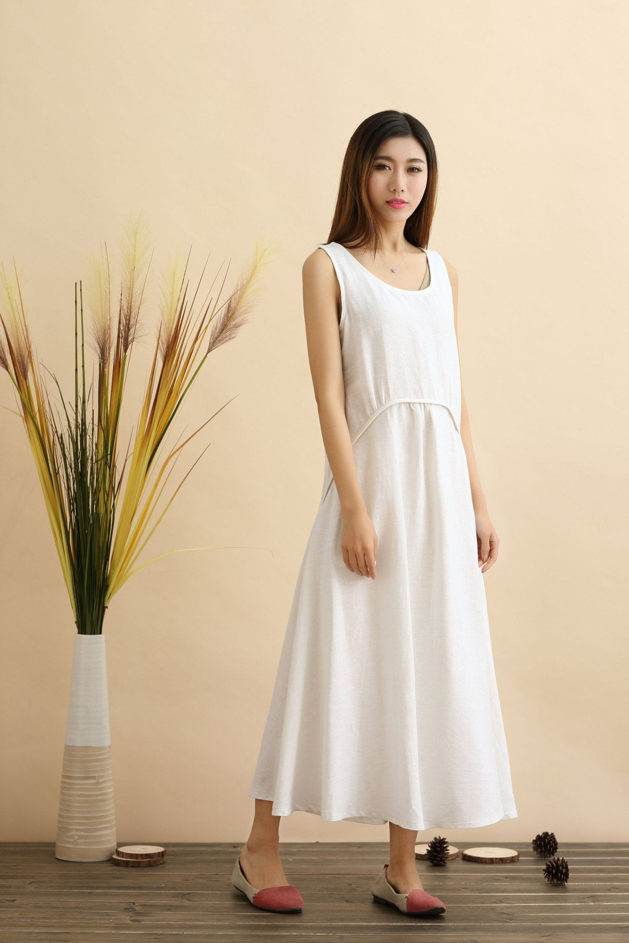 Linen Dress/ Pouf Dress/ Summer Linen Dress/ Tea Length Dress/ Casual Dress/ Green Dress/ Red Dress/ Blue Dress/ Sleeveless Dress White Linen Dress/ Pouf Dress/ Summer Linen Dress/ Tea Length Dress/ Casual Dress/ Green Dress/ Red Dress/ Blue Dress/ Sleeveless Dress White