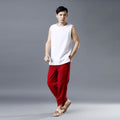 Men Simple Sleeveless Linen and Cotton Tank