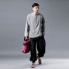 Men Casual Pullover Linen and Cotton Hoodies Top